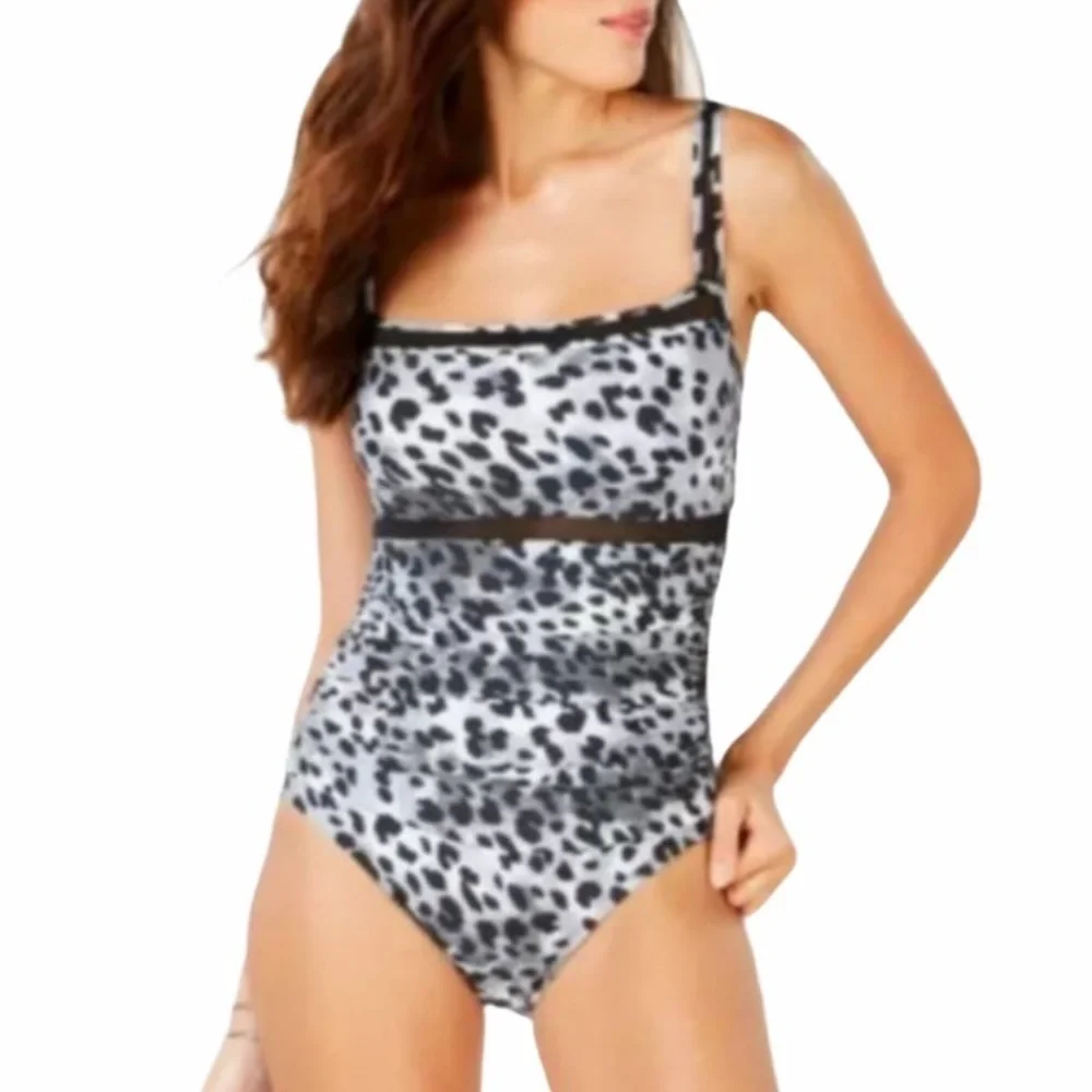 Dkny Camo Mesh One Piece Swimsuit - Picture 1 of 6
